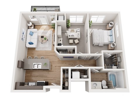 Floor plan for 2 beds, 1 bath, 865 sqft
